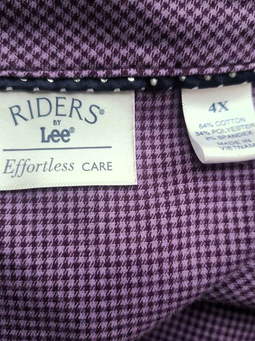 Riders By Lee Women's Top Blouse Button Front 3/4 Sleeves Purple Size 4X - Picture 2 of 6